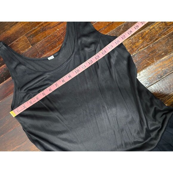 Vintage Black Semi Sheer Pleated Dress Slip Black Swan Boudoir Lingerie Goth - Picture 7 of 12